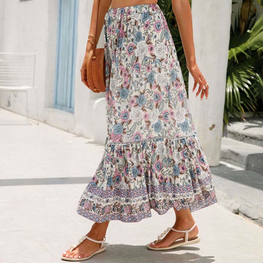 Olivenorma Bohemian Floral Print High Waist Tiered Maxi Women's Dress - image 19