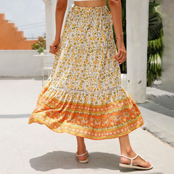 Olivenorma Bohemian Floral Print High Waist Tiered Maxi Women's Dress - image 3