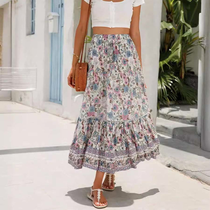 Olivenorma Bohemian Floral Print High Waist Tiered Maxi Women's Dress - image 20