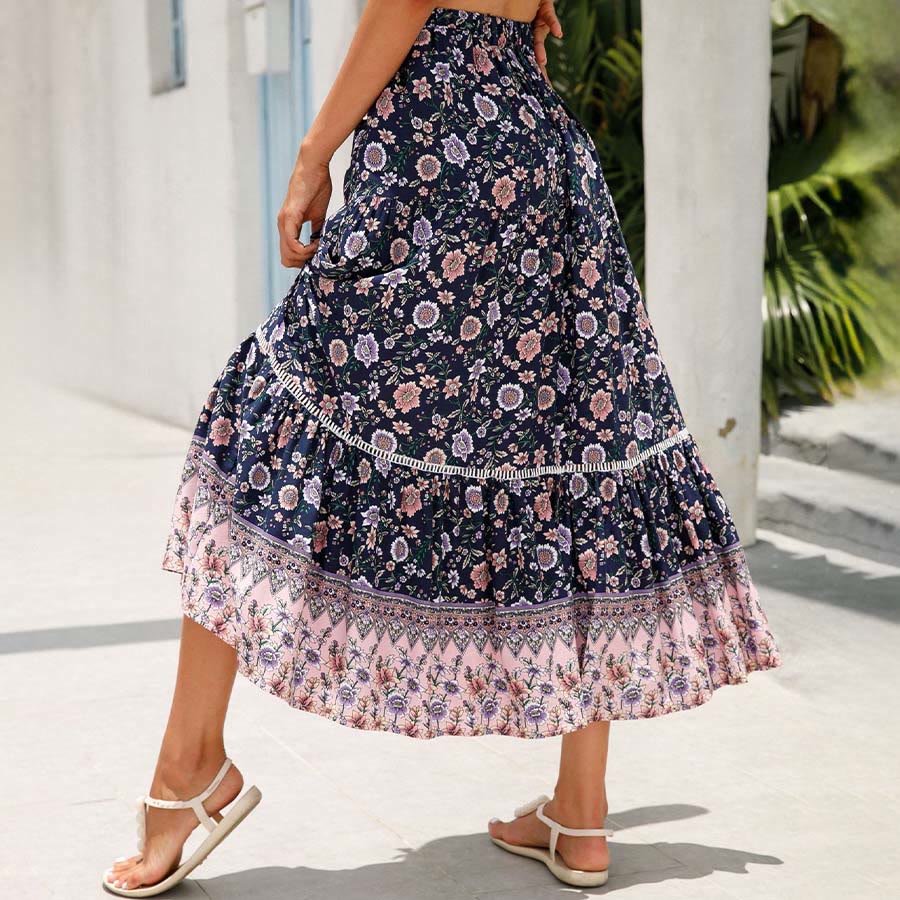 Olivenorma Bohemian Floral Print High Waist Tiered Maxi Women's Dress - image 14