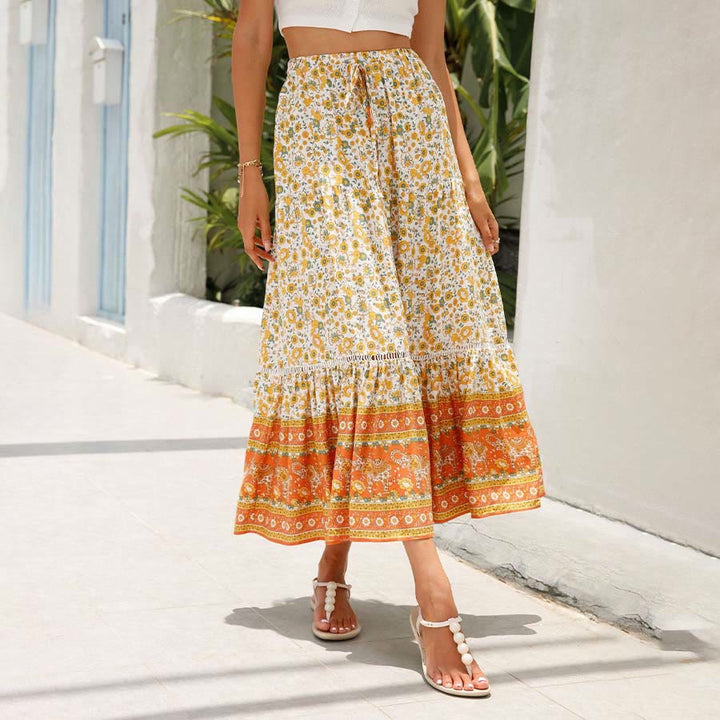 Olivenorma Bohemian Floral Print High Waist Tiered Maxi Women's Dress - image 1