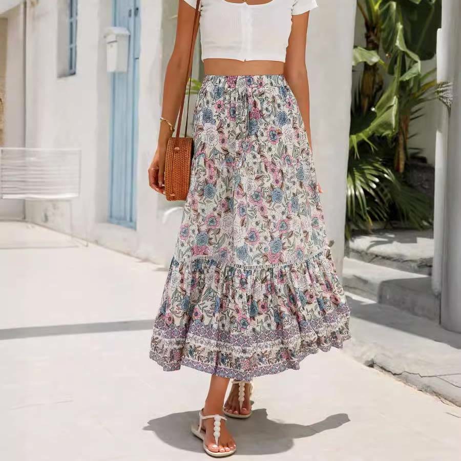 Olivenorma Bohemian Floral Print High Waist Tiered Maxi Women's Dress - image 20