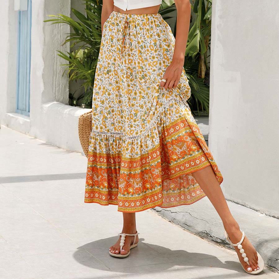 Olivenorma Bohemian Floral Print High Waist Tiered Maxi Women's Dress - image 4