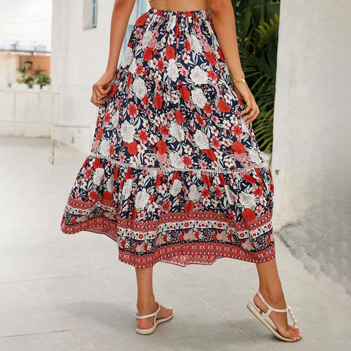 Olivenorma Bohemian Floral Print High Waist Tiered Maxi Women's Dress - image 10