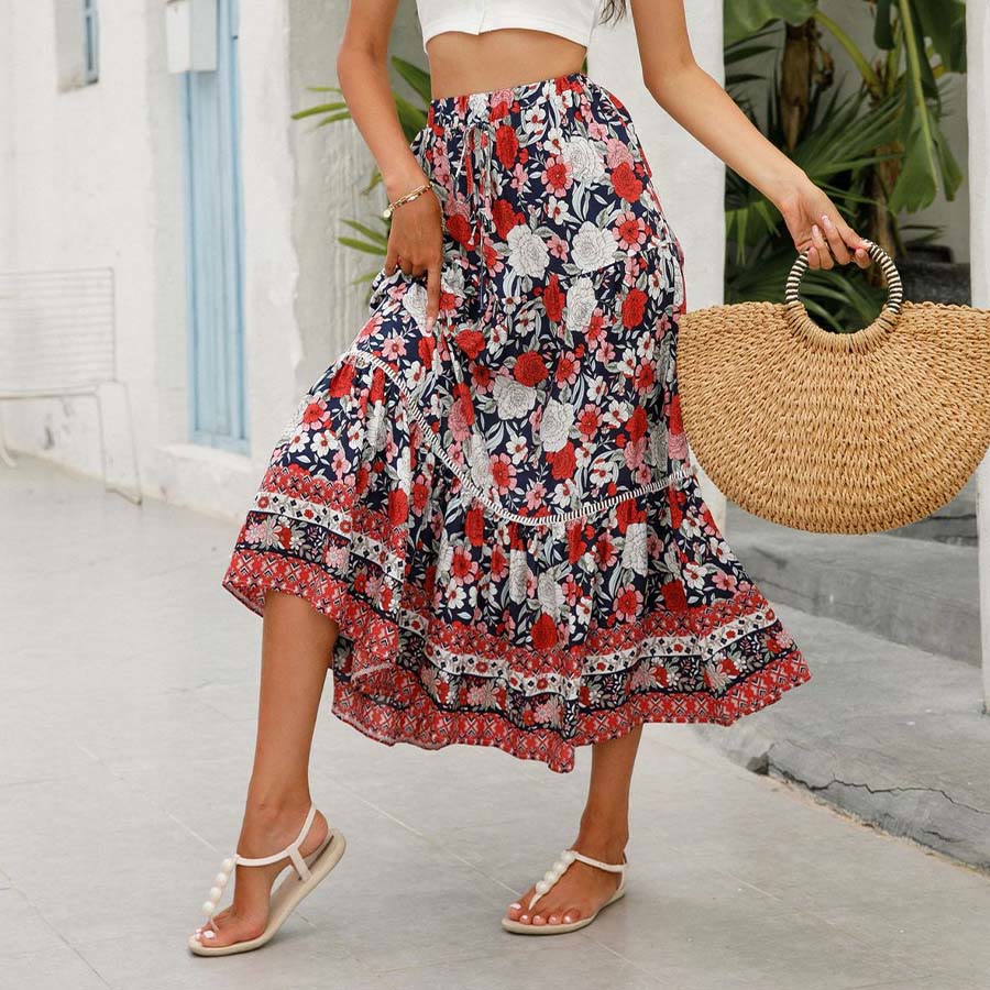 Olivenorma Bohemian Floral Print High Waist Tiered Maxi Women's Dress - image 11