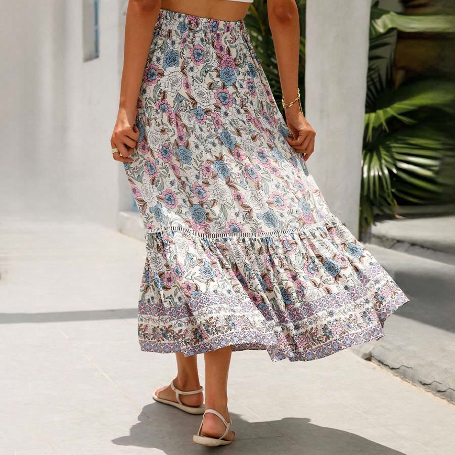 Olivenorma Bohemian Floral Print High Waist Tiered Maxi Women's Dress - image 23