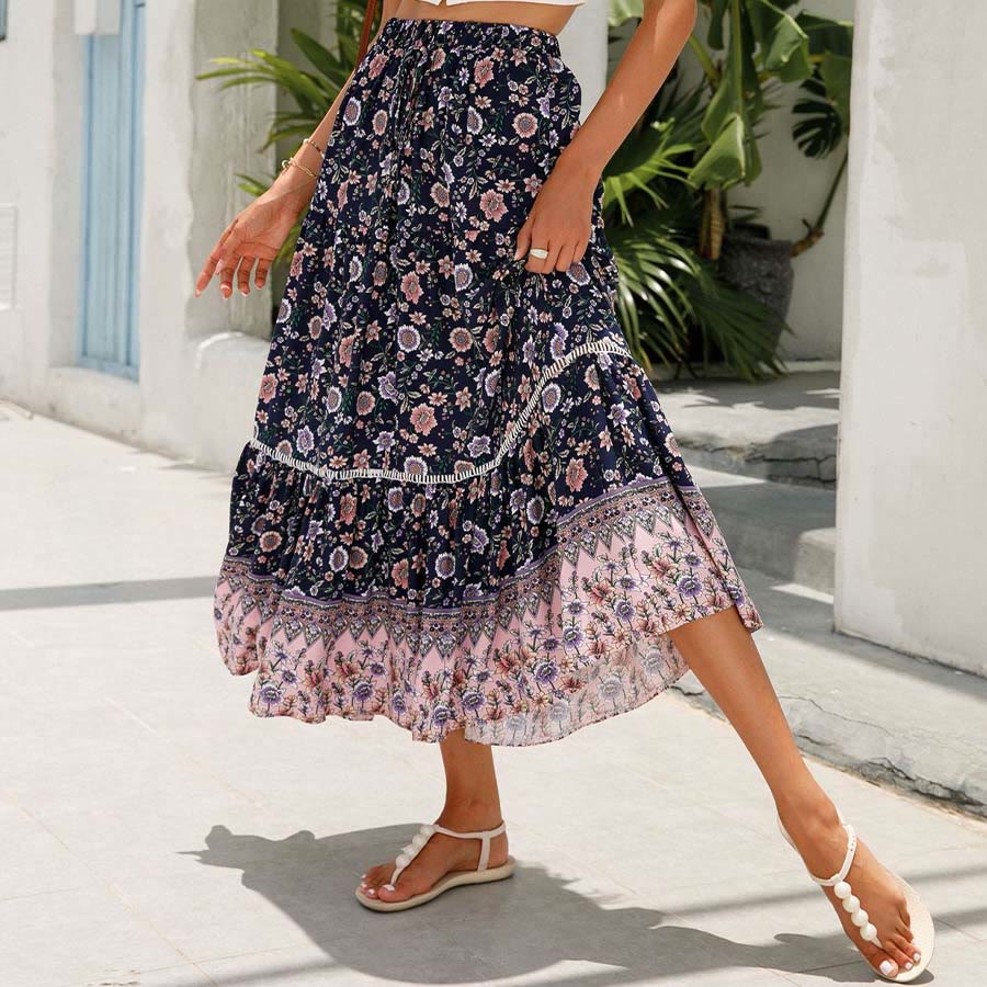 Olivenorma Bohemian Floral Print High Waist Tiered Maxi Women's Dress - image 16