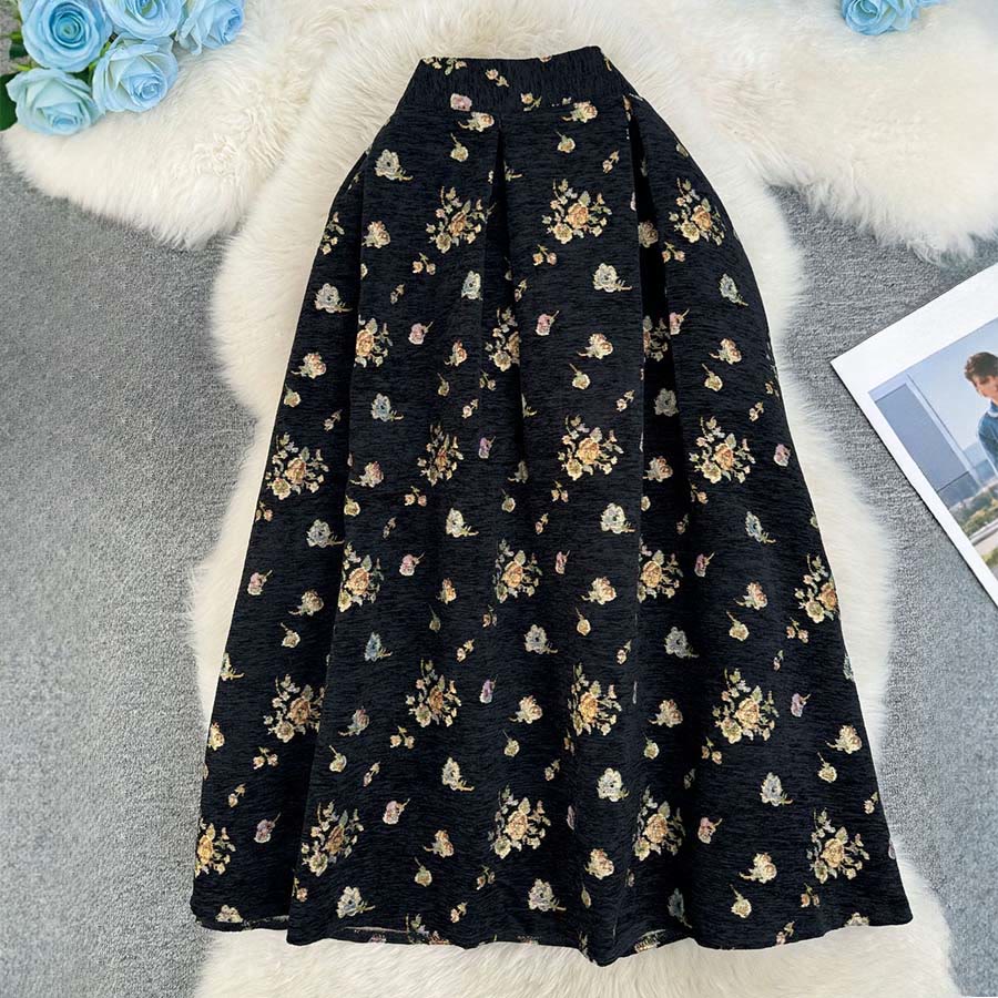 Olivenorma Bohemian Bird Floral Print High Waist Pleated Maxi Women's Dress - Black Small Floral - XL - image 9