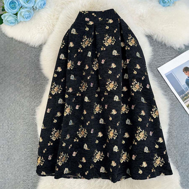 Olivenorma Bohemian Bird Floral Print High Waist Pleated Maxi Women's Dress - Black Small Floral - XL - image 9