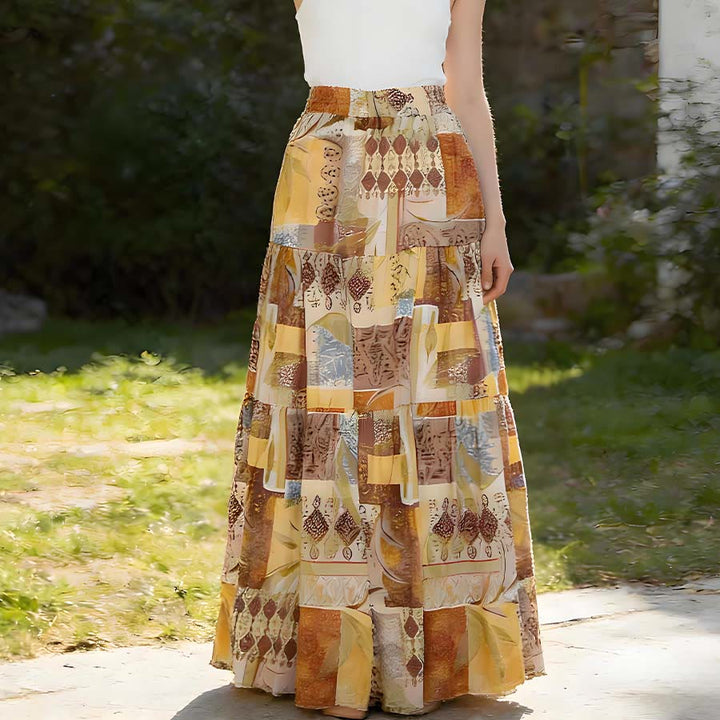 Olivenorma Boho Patchwork High Waist Maxi Women's Dress - image 2