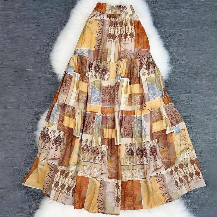 Olivenorma Boho Patchwork High Waist Maxi Women's Dress - image 1