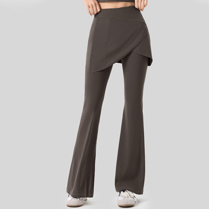 Olivenorma Yoga Flare Skirted High Waist Long Women's Pants - Khaki Brown - XL - image 4