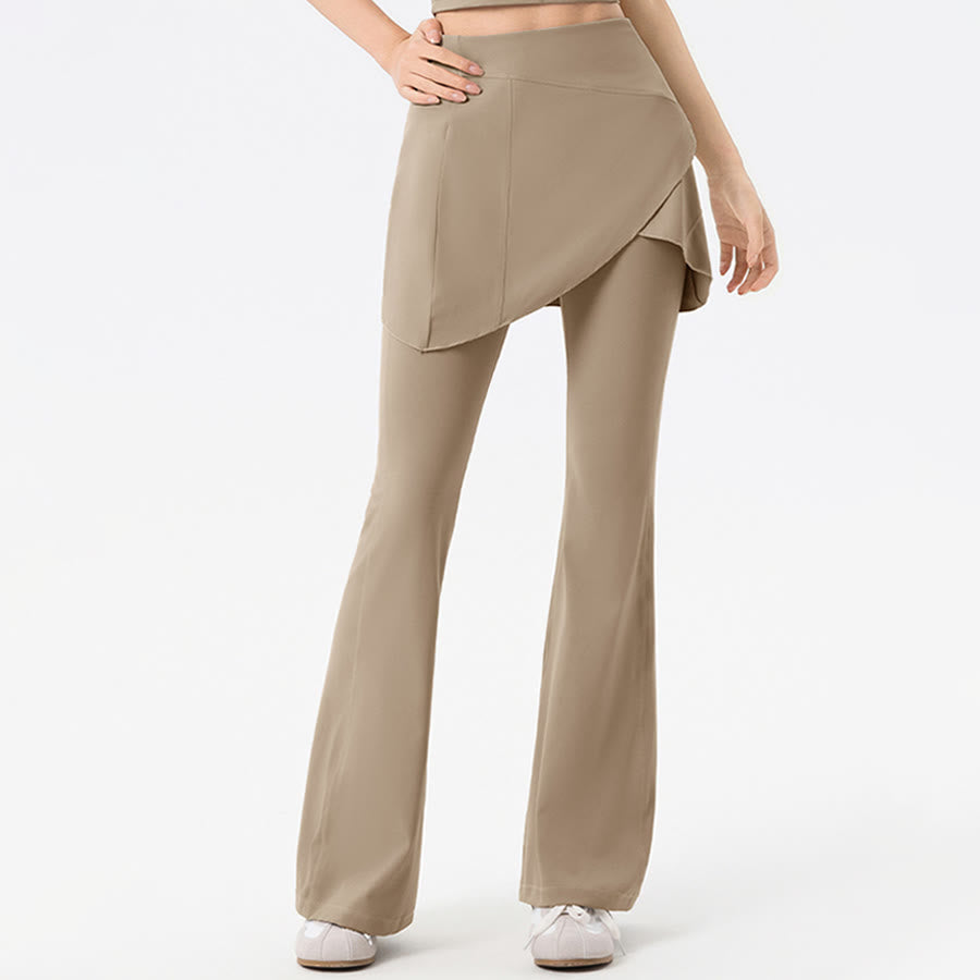 Olivenorma Yoga Flare Skirted High Waist Long Women's Pants - Khaki - XL - image 9