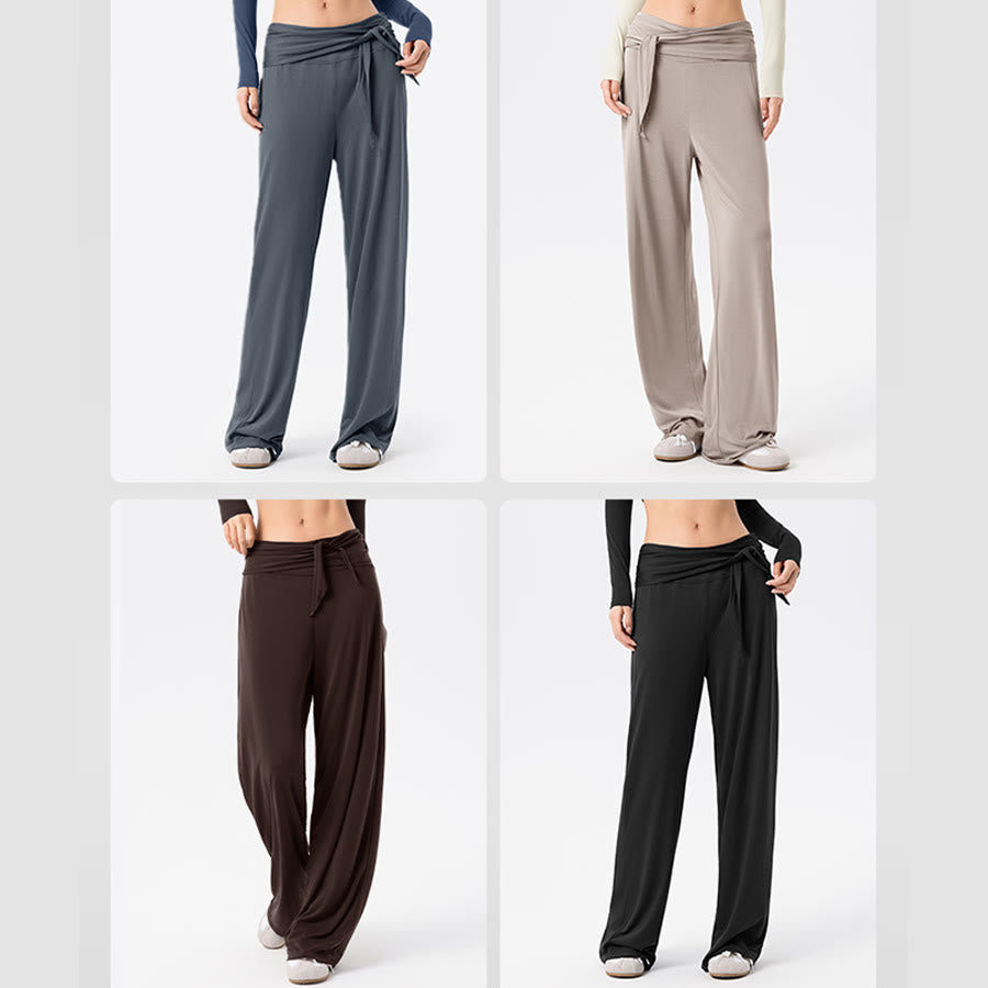 Olivenorma Wide Leg High Waist Tie Waist Long Women's Yoga Pants - image 14
