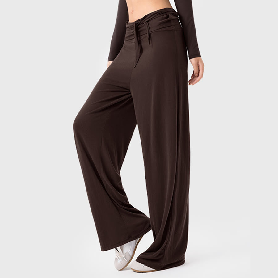 Olivenorma Wide Leg High Waist Tie Waist Long Women's Yoga Pants - Espresso - XL - image 4