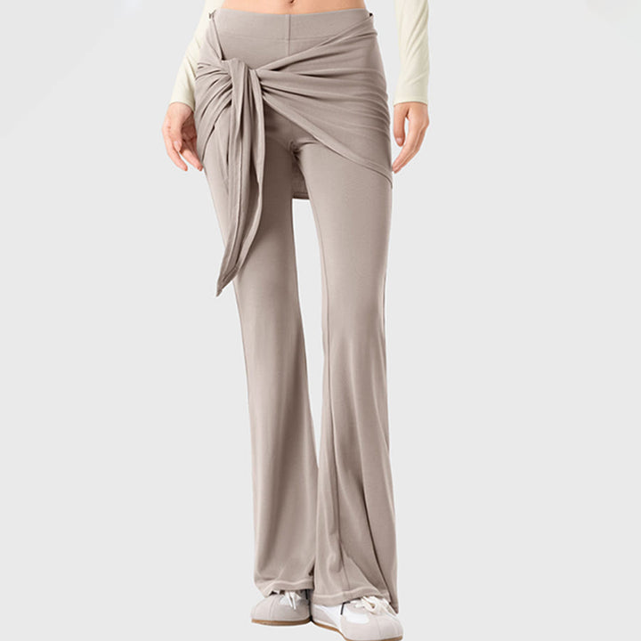Olivenorma Flare Leg High Waist Tie Wrap Long Women's Yoga Pants - image 2