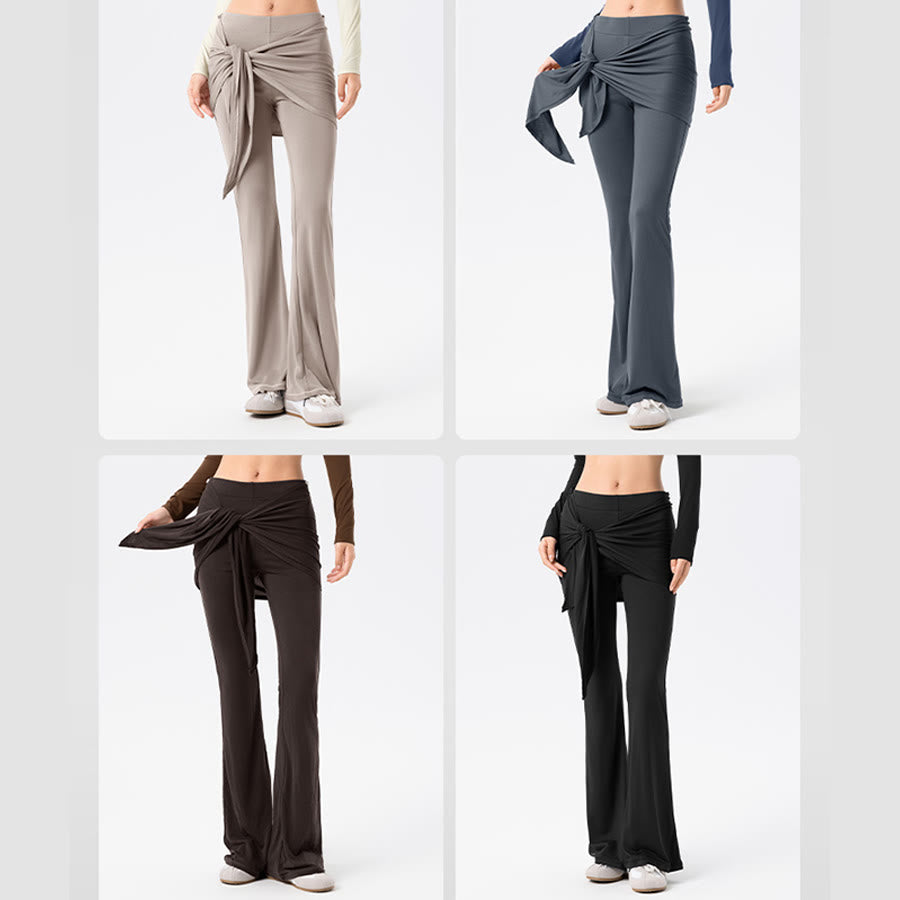 Olivenorma Flare Leg High Waist Tie Wrap Long Women's Yoga Pants - image 18