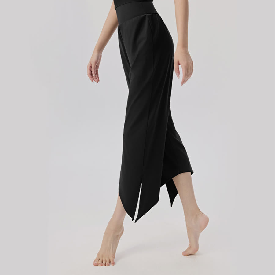 Olivenorma Wide Leg High Waist Asymmetrical Cropped Women's Yoga Pants - Black - XL - image 14