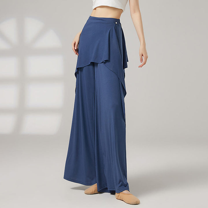 Olivenorma Wide Leg High Waist Wrap Skirted Long Women's Yoga Pants - Deep Sea Blue - XL - image 2