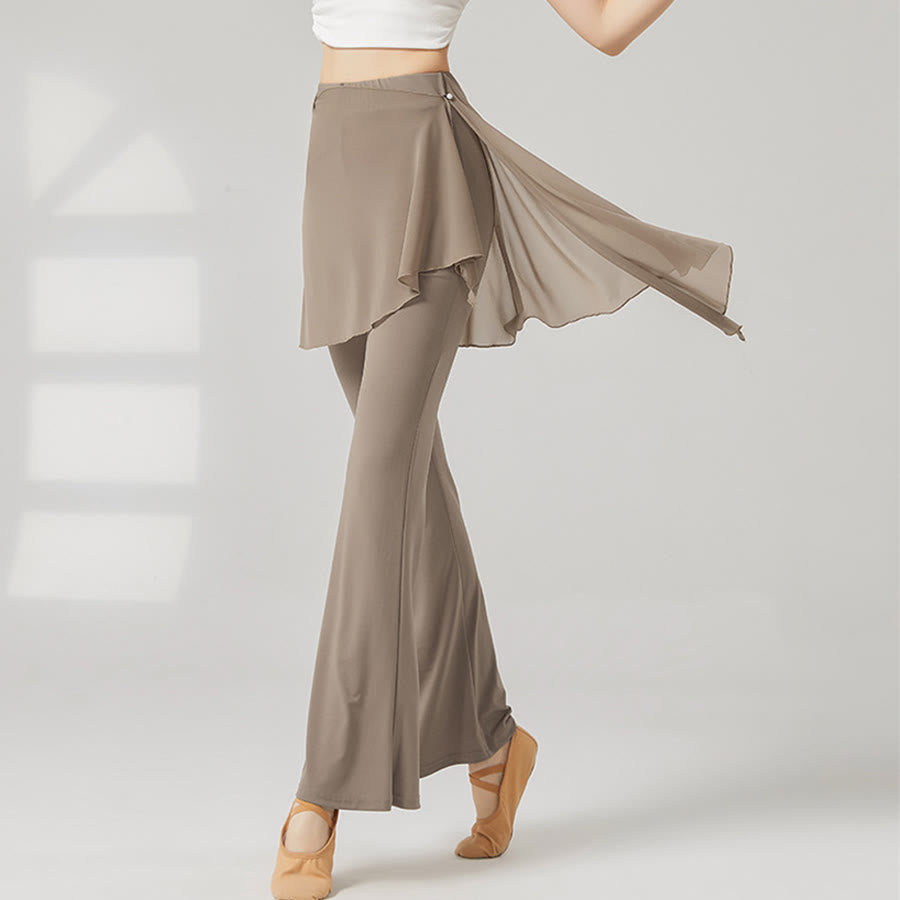 Olivenorma Flare Leg High Waist Skirted Long Women's Yoga Pants - Coffee-Gray - XXL - image 12