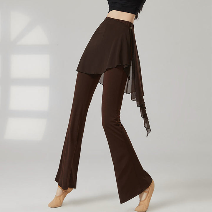 Olivenorma Flare Leg High Waist Skirted Long Women's Yoga Pants - Brown-Coffee - XXL - image 4