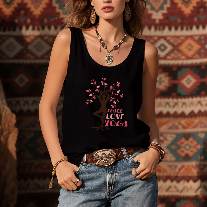Olivenorma Peace Love Yoga Graphic Print Slogan Women's Tank - image 4