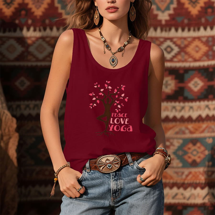 Olivenorma Peace Love Yoga Graphic Print Slogan Women's Tank - image 7