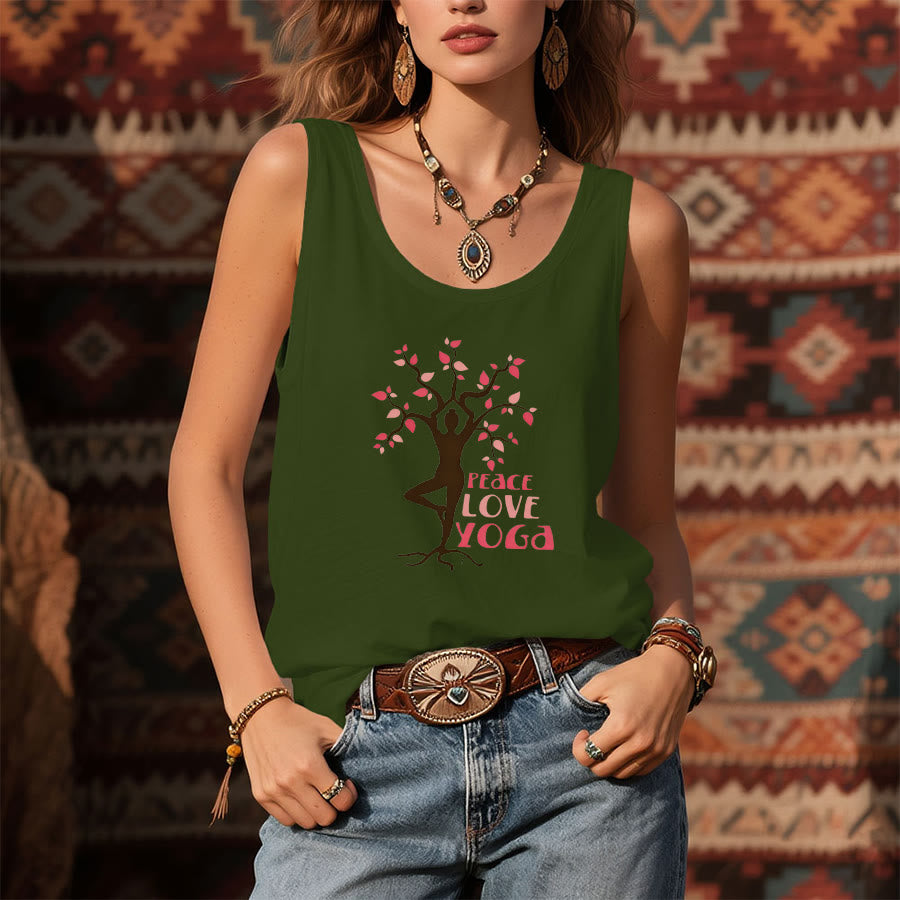Olivenorma Peace Love Yoga Graphic Print Slogan Women's Tank - image 13