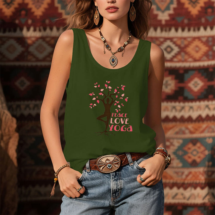 Olivenorma Peace Love Yoga Graphic Print Slogan Women's Tank - image 13