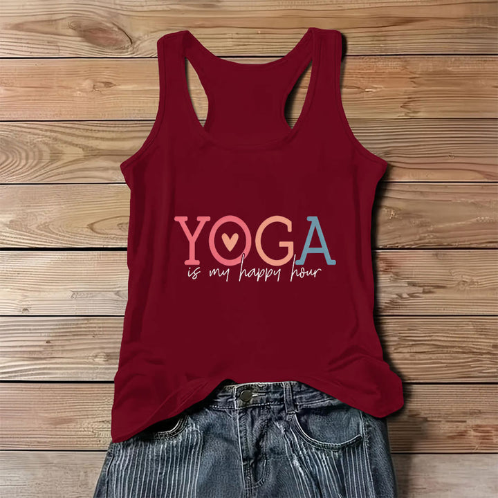 Olivenorma Yoga Is My Happy Place Graphic Print Slogan Women's Tank - Red - 3XL - image 9