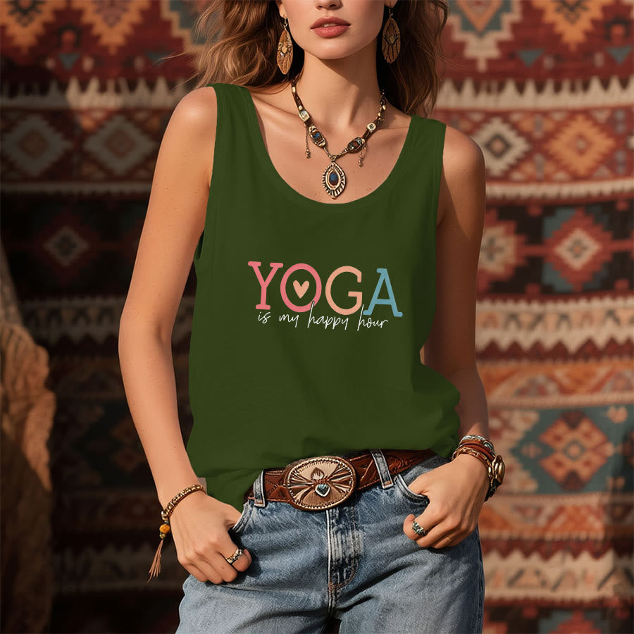 Olivenorma Yoga Is My Happy Place Graphic Print Slogan Women's Tank - image 13