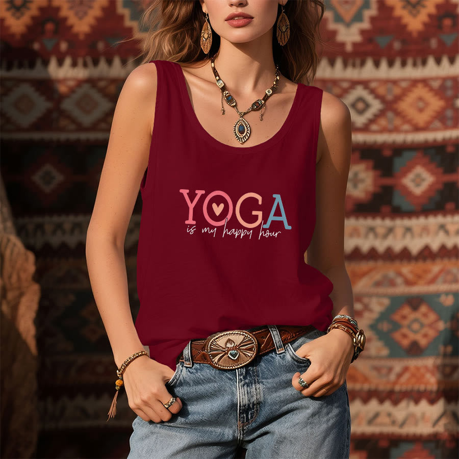Olivenorma Yoga Is My Happy Place Graphic Print Slogan Women's Tank - image 10