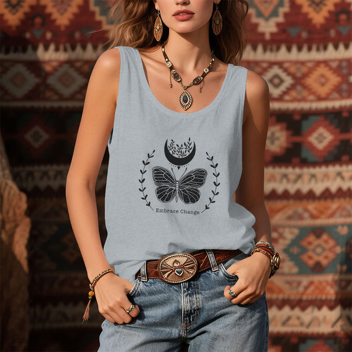 Olivenorma Butterfly Moon Graphic Print Slogan Women's Tank - image 1