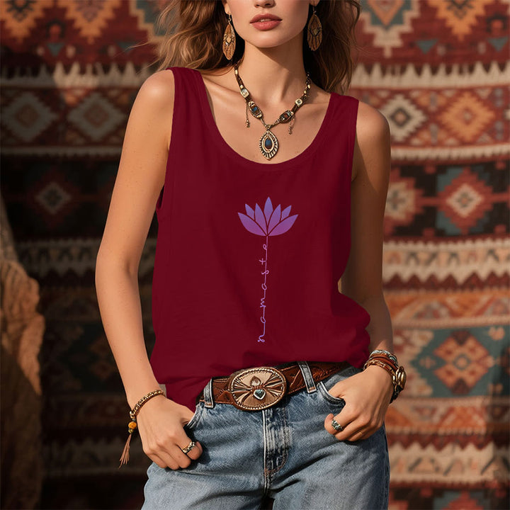 Olivenorma Namaste Lotus Graphic Print Slogan Women's Tank - image 10
