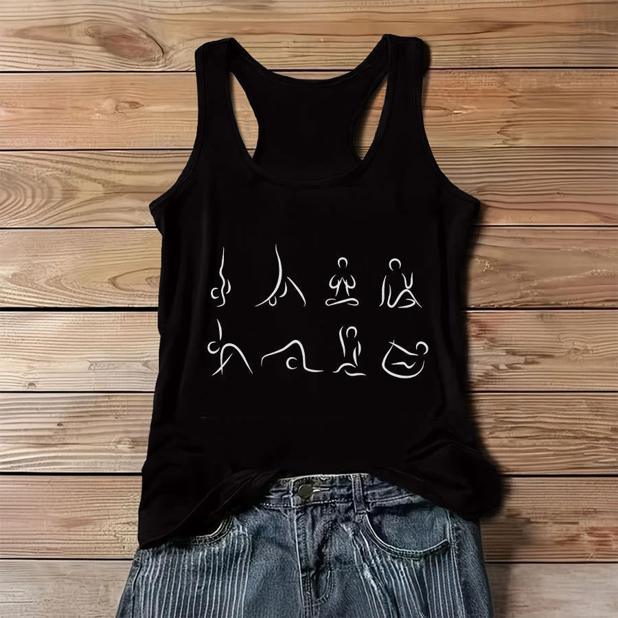 Olivenorma Yoga Poses Line Art Graphic Women's Tank - Black - 3XL - image 6