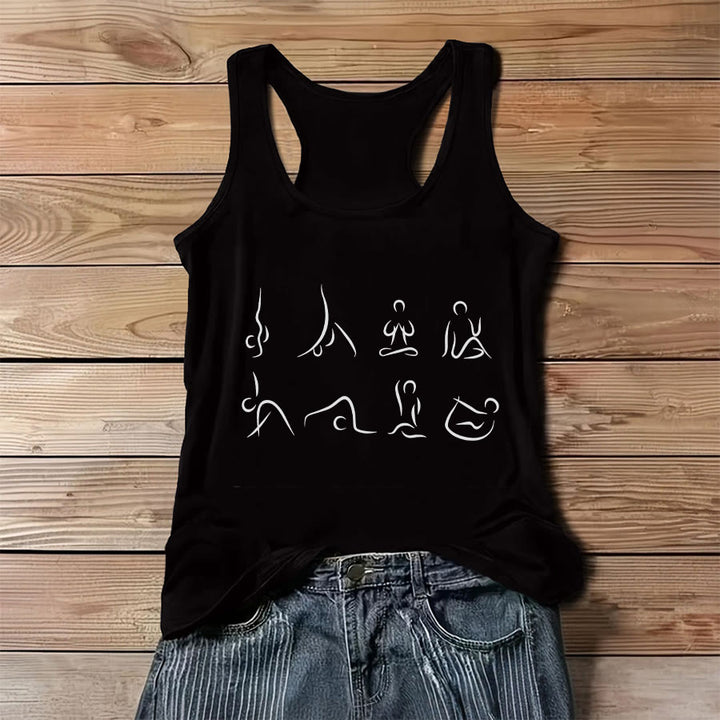 Olivenorma Yoga Poses Line Art Graphic Women's Tank - Black - 3XL - image 6