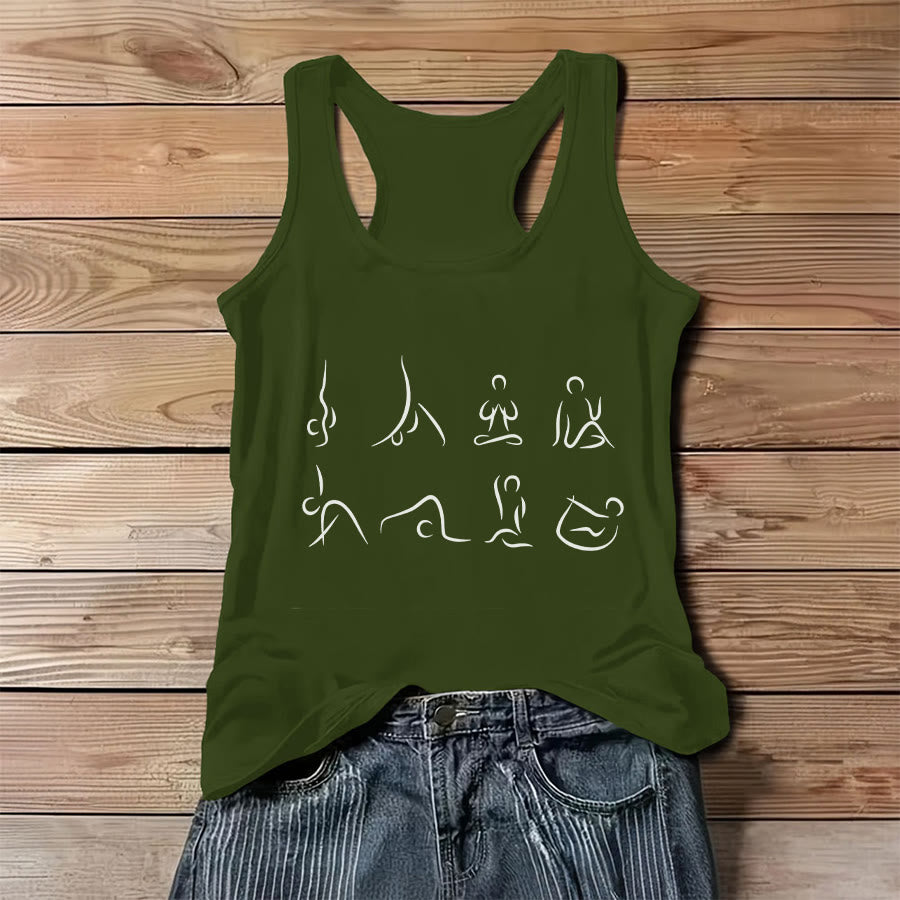 Olivenorma Yoga Poses Line Art Graphic Women's Tank - Green - 3XL - image 12