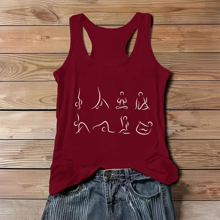 Olivenorma Yoga Poses Line Art Graphic Women's Tank - Red - 3XL - image 9