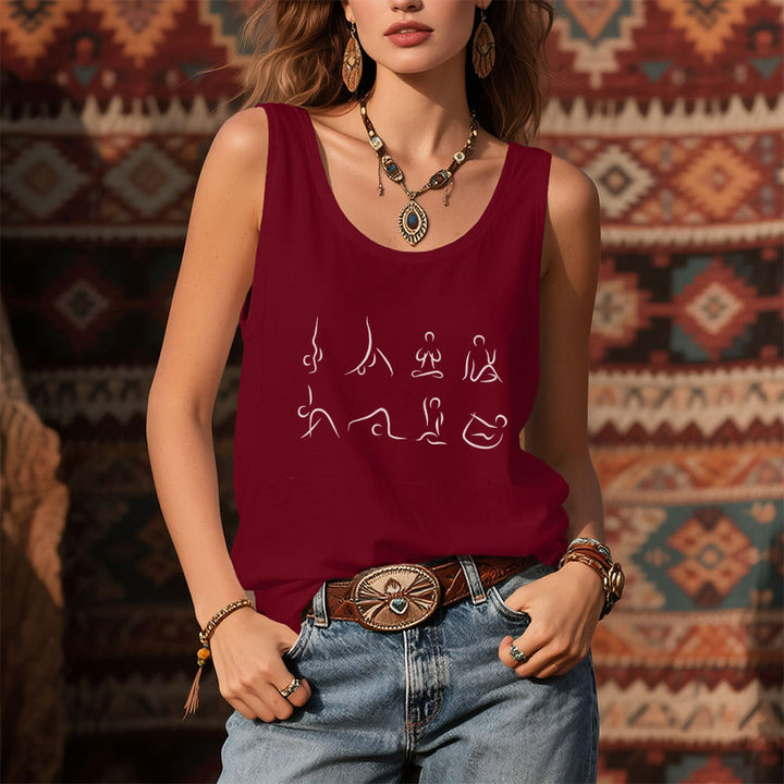 Olivenorma Yoga Poses Line Art Graphic Women's Tank - image 10
