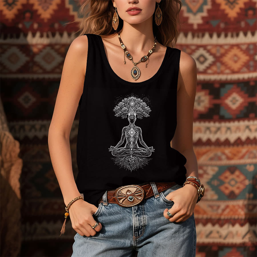 Olivenorma Chakra Tree Of Life Graphic Print Slogan Women's Tank - image 7