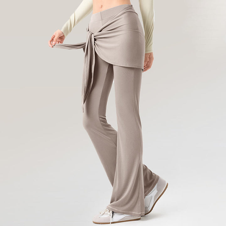 Olivenorma Flare Leg High Waist Tie Wrap Long Women's Yoga Pants - Light Gray - XL - image 0