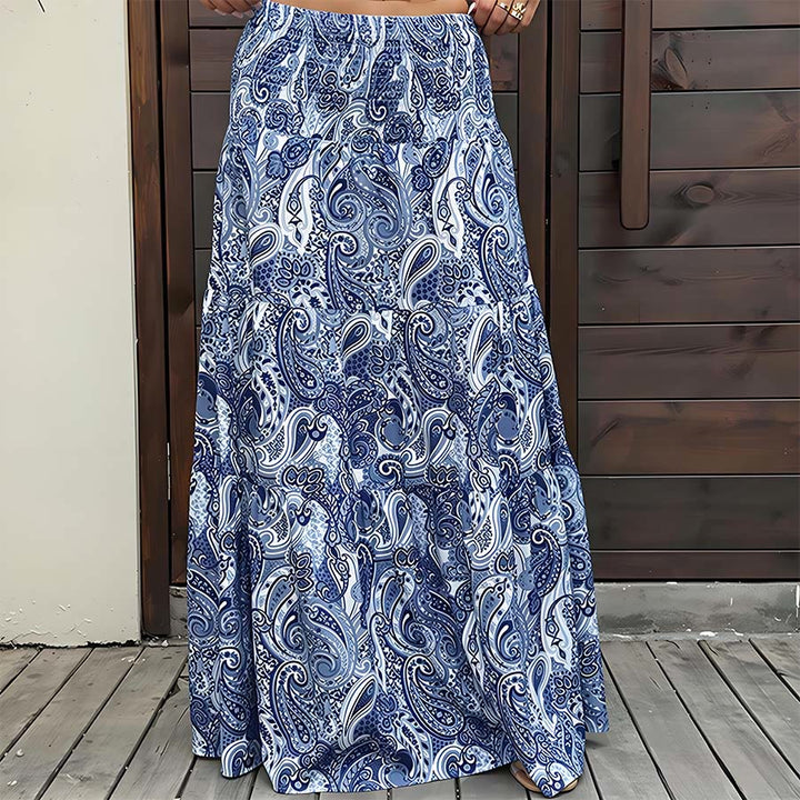 Olivenorma Bohemian Paisley Print High Waist Smocked Tiered Maxi Women's Dress - image 6