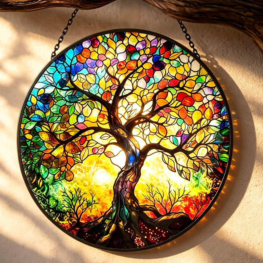 Olivenorma Colorful Tree of Life Stained Glass Sun Catcher - image 2