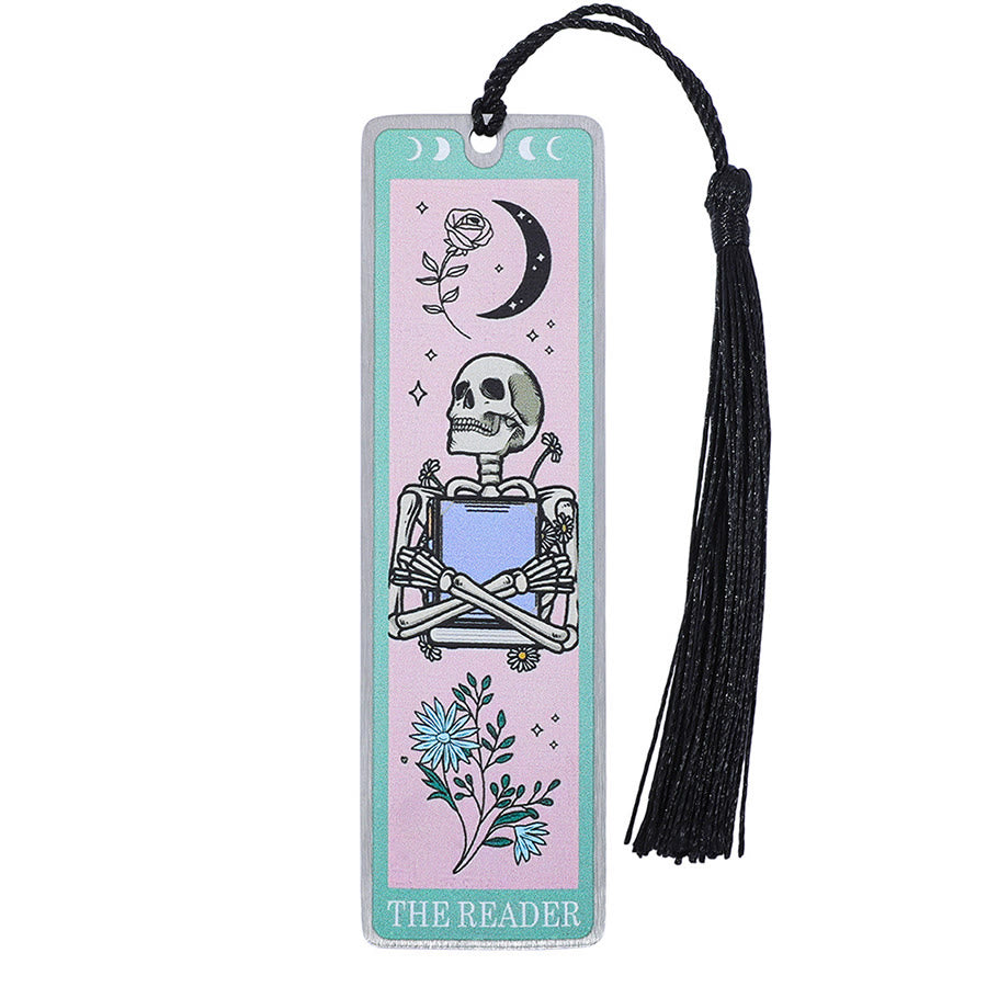 Olivenorma Tarot Style Skeleton Reader Bookmark - Pink & Rose Moon Skull Reader - 10pcs - image 6