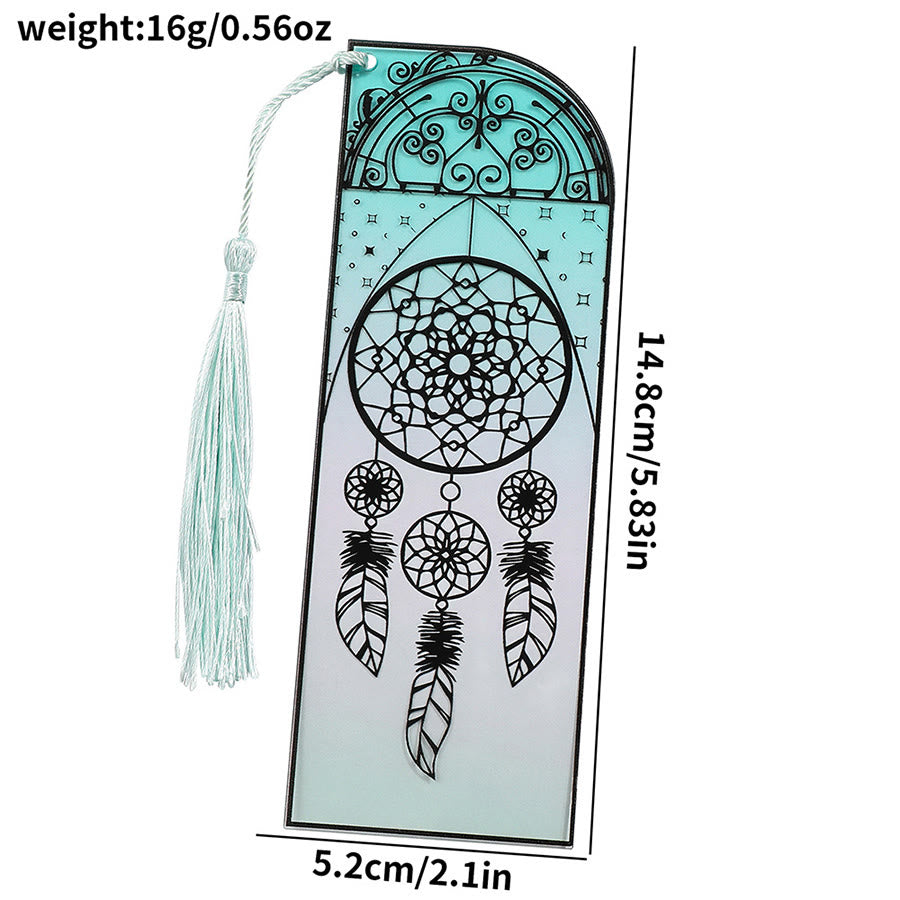 Olivenorma Mandala Geometric Pattern Acrylic Bookmark - Gradient & Dreamcatcher Bookmark - 10pcs - image 3