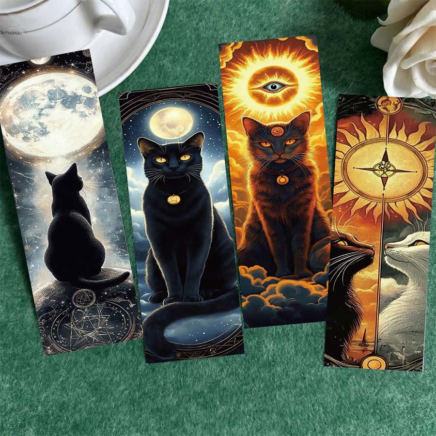 Olivenorma Mystical Celestial Black Cat Moon Sun Bookmark - A set of 30 cards - image 0
