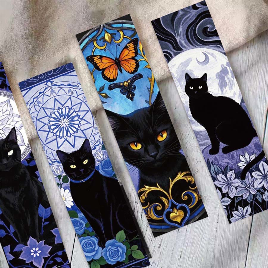 Olivenorma Witchy Celestial Black Cat Botanical Bookmark - image 5