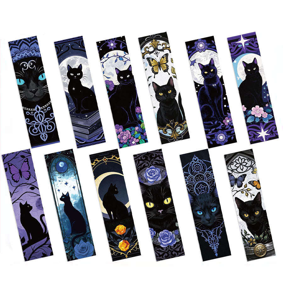 Olivenorma Witchy Celestial Black Cat Botanical Bookmark - image 8