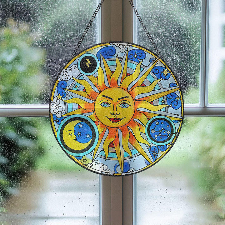 Olivenorma Celestial Sun Moon Lightning Zodiac Stained Glass Sun Catcher - image 7