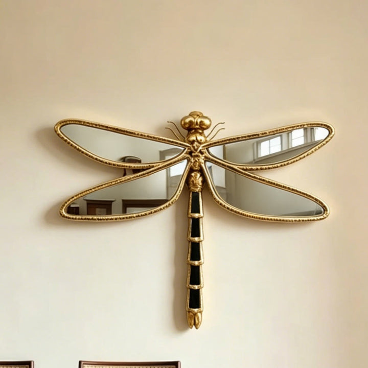 Olivenorma Stunning Dragonfly Wall Art For Home Retro Gold Resin Glasst Wall Hanging Decoration - image 2